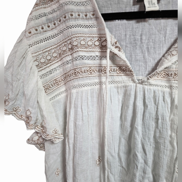 Rachel Zoe Cream and Gold Embroidered Top 2x - Picture 5 of 5